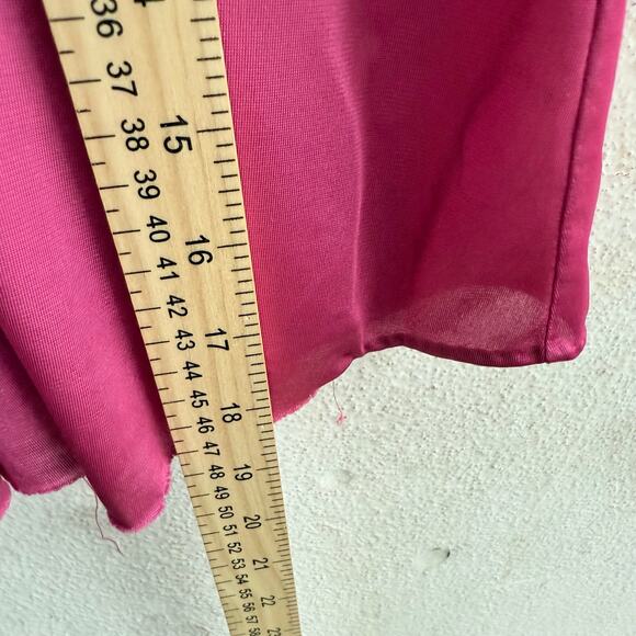 Vtg Maxi Slip Dress Hot Pink Lace 90s Nylon Lingerie Nightgown Coquette Womens M - Picture 7 of 8